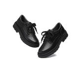 EVERAU® Senior Black Leather Large Size Lace Up School Shoes