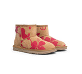 EVERAU® UGG Boots Sheepskin Wool Red Floral Print Mini Classic Suede EU40