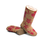 EVERAU® UGG Boots Sheepskin Wool Red Floral Print Tall Classic Suede EU41