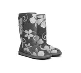 EVERAU® UGG Boots Sheepskin Wool Grey Floral Print Tall Classic Suede EU41