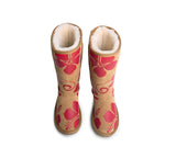 EVERAU® UGG Boots Sheepskin Wool Red Floral Print Tall Classic Suede EU41