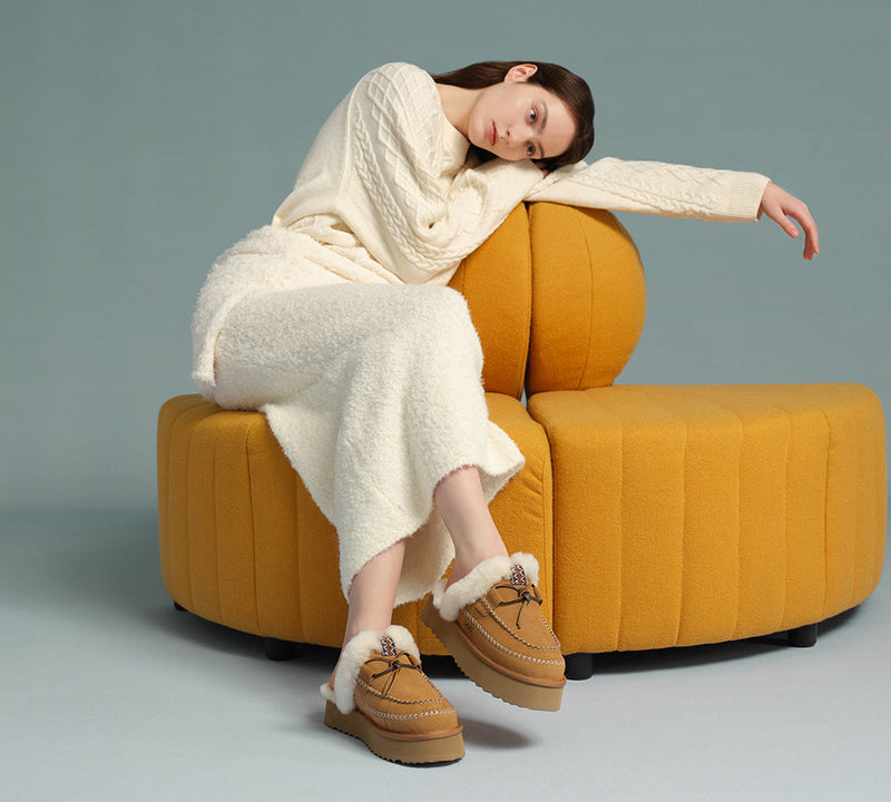 AUSTRALIAN SHEPHERD® UGG Slippers Women Sheepskin Wool Platform Sammy UGG AUSTRALIAN SHEPHERD