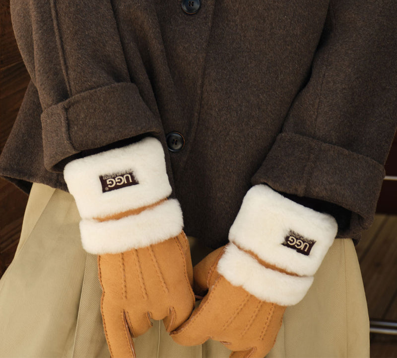 AUSTRALIAN SHEPHERD® Fluffy Sheepskin Wool Shearling Lined Gloves Puni UGG AUSTRALIAN SHEPHERD