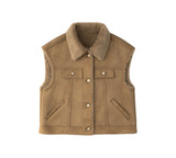 EVERAU® Fluffy Sheepskin Wool Sleeveless Vest Warda