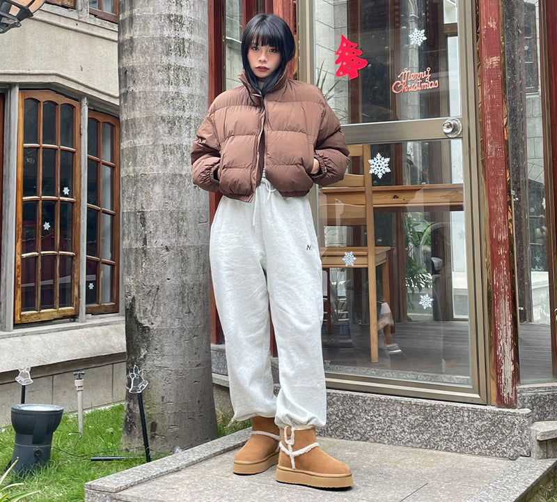 EVERAU® UGG Boots Women Sheepskin Wool Shearling Lined Ankle Platform Schunck