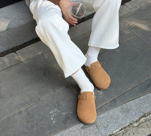 EVERAU® UGG Slippers Sheepskin Wool Adjustable Strap Clog Hazco EVERAU