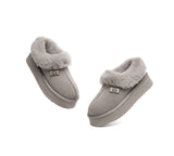 UGG EVERAU® UGG Slippers Women Sheepskin Wool Collar Ankle Platform Gabri - UGG EXPRESS