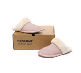 EVERAU® UGG Slippers Sheepskin Wool Suede Scuff Rosa - UGG EXPRESS