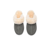 EVERAU® UGG Slippers Sheepskin Wool Suede Scuff Rosa