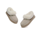 UGG EVERAU® UGG Slippers Women Sheepskin Wool Collar Ankle Platform Gabri - UGG EXPRESS