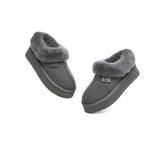 UGG EVERAU® UGG Slippers Women Sheepskin Wool Collar Ankle Platform Gabri - UGG EXPRESS