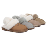 AUSTRALIAN SHEPHERD® UGG Slippers Women Removable Wool Fluffy Strap Slingback Waffle - UGG EXPRESS