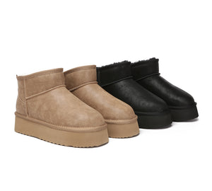 EVERAU® UGG Boots Women Sheepskin Wool Ankle Platform Romi - UGG EXPRESS