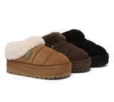 UGG EVERAU® UGG Slippers Women Sheepskin Wool Collar Ankle Platform Ulrika - UGG EXPRESS