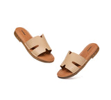 EVERAU® Women Leather Woven Flat Slides Clovey EVERAU