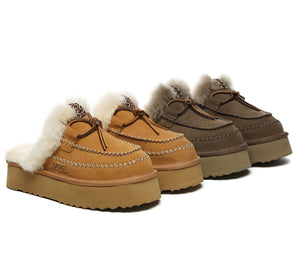 AUSTRALIAN SHEPHERD® UGG Slippers Women Sheepskin Wool Platform Sammy