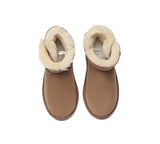 UGG EVERAU® UGG Boots Double Faced Sheepskin Wool Ankle Mini Button - UGG EXPRESS