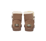 UGG EVERAU® UGG Boots Double Faced Sheepskin Wool Ankle Mini Button