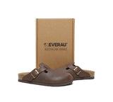 EVERAU® Men Leather Adjustable Buckled Straps Slip-on Flat Sandal Slides Brooklyn - UGG EXPRESS