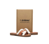 EVERAU® Women Leather Woven Ultra Soft Flat Slides