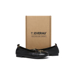 EVERAU® Women Leather Round Toe Metal Buckle Ultra Soft Ballet Flats Blake - UGG EXPRESS