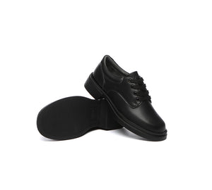 School Shoes - EVERAU® Senior Black Leather Lace Up School Shoes