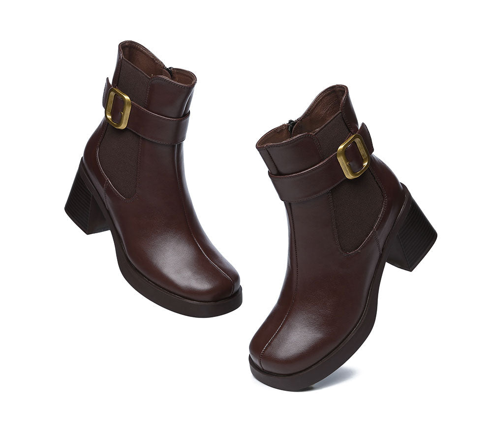 UGG Boots - Women's Leather Heels Ankle Boots Jane
