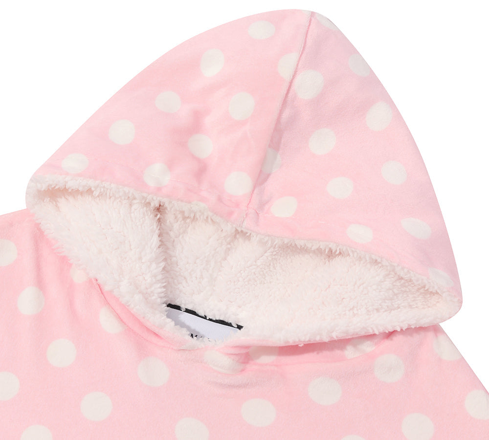 Apparel - Kids Reversible Hoodie Blanket Pink Polka Dot