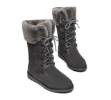 Fashion Boots - Lace Up Mid Calf Fashion Sheepskin Women Boots Becky
