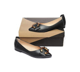 Flats - Pari Pointed Toe Ballet Flat With Metal Buckle Décor