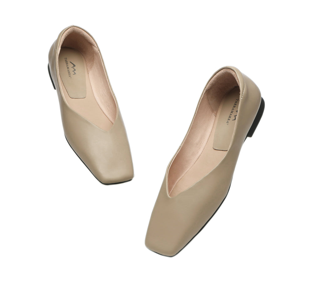 Flats - Square Toe Leather Ballet Flats Women Libera