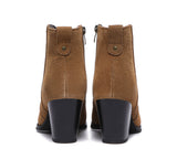 Leather Boots - Ankle Leather Zipper Heel Boots Women Velora