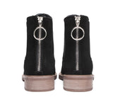 Leather Boots - Black Leather Zipper Ankle Boots Daisy