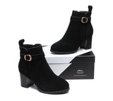 Leather Boots - Leather Zipper Ankle Heel Boots Women Vica