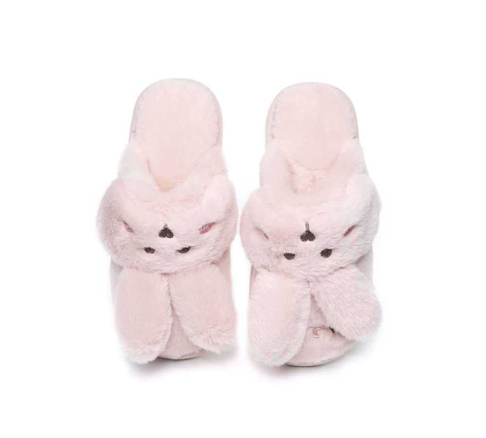 Slides - Ultra Plush Bunny Strap Slippers