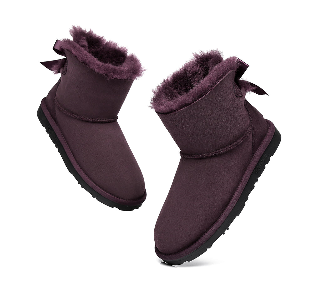 UGG Boots - Sheepskin Mini Back Single Bow Women Boots