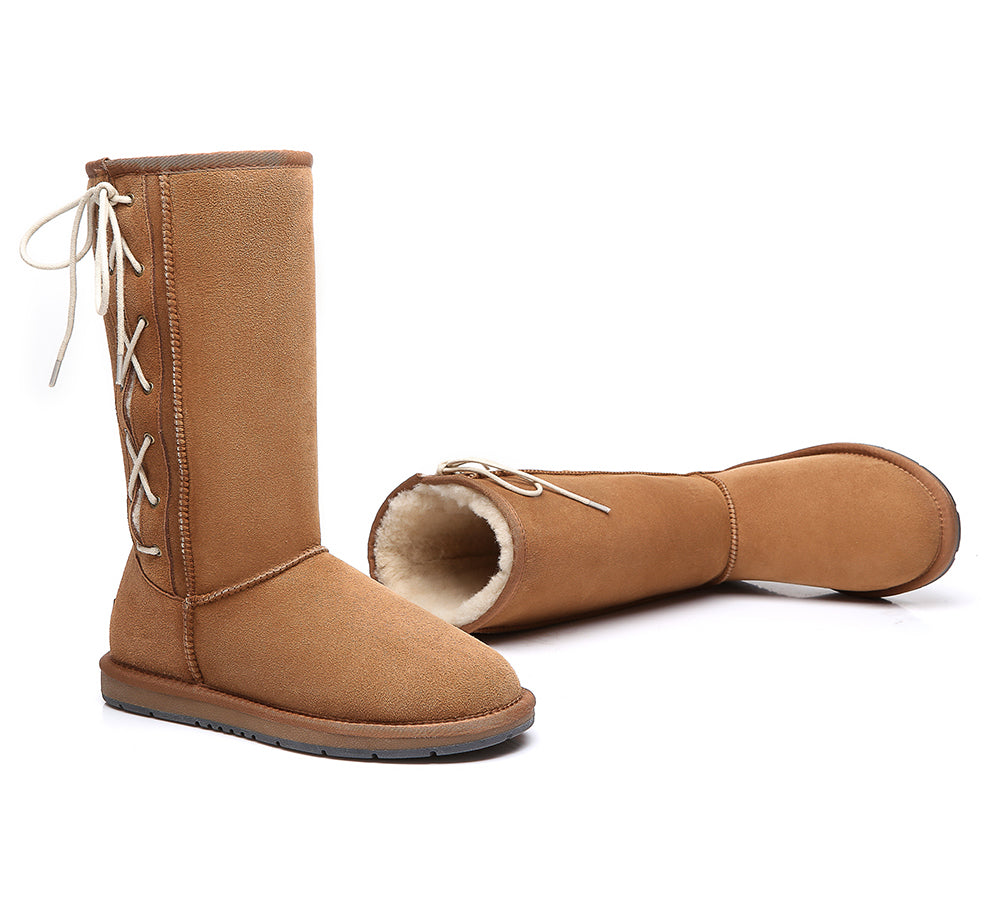 UGG Boots - UGG Boots Australia Double Face Sheepskin Tall Side Lace Up Boots